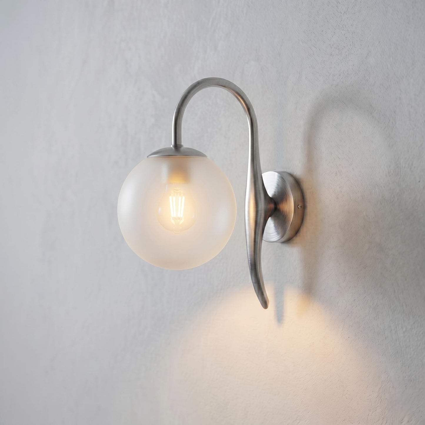 Brass Globe Wall Sconce – Modern Minimalist Frosted Glass Bedside Lamp Fixture