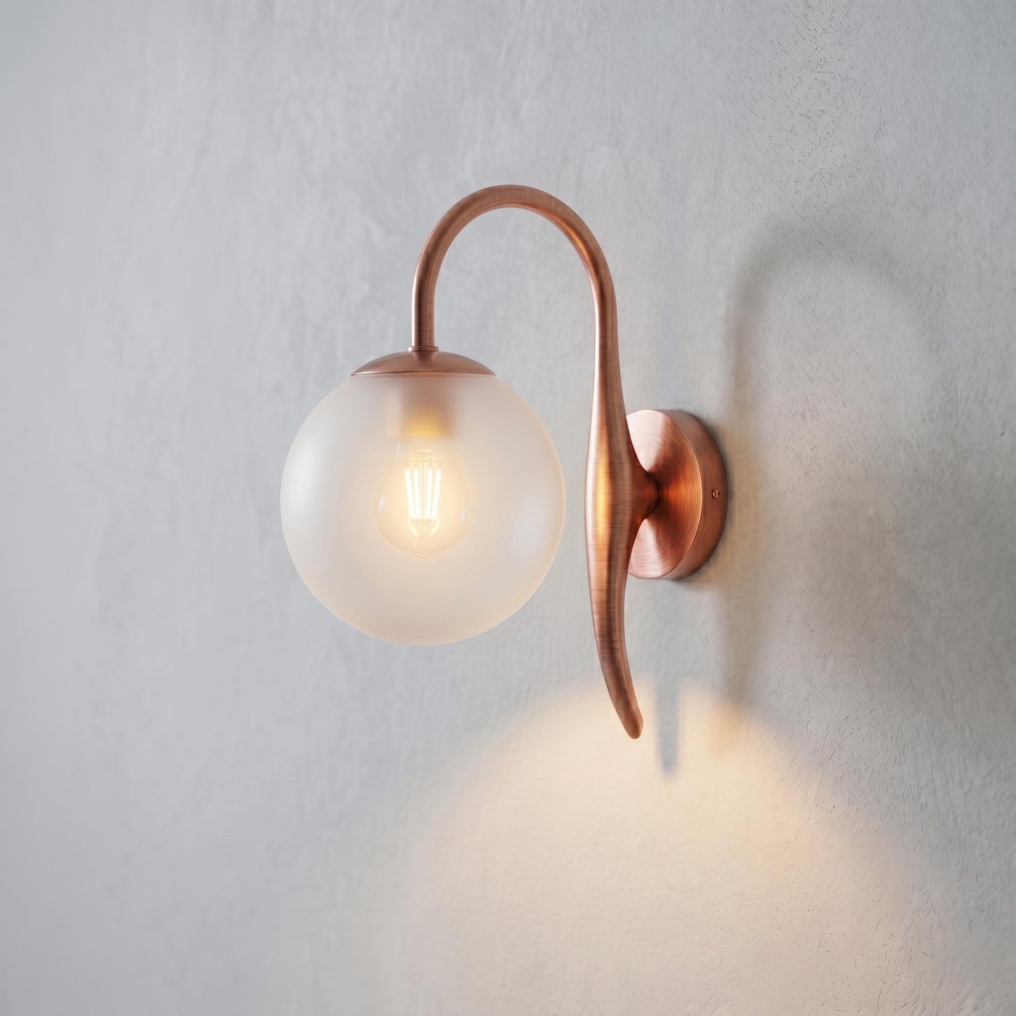 Brass Globe Wall Sconce – Modern Minimalist Frosted Glass Bedside Lamp Fixture