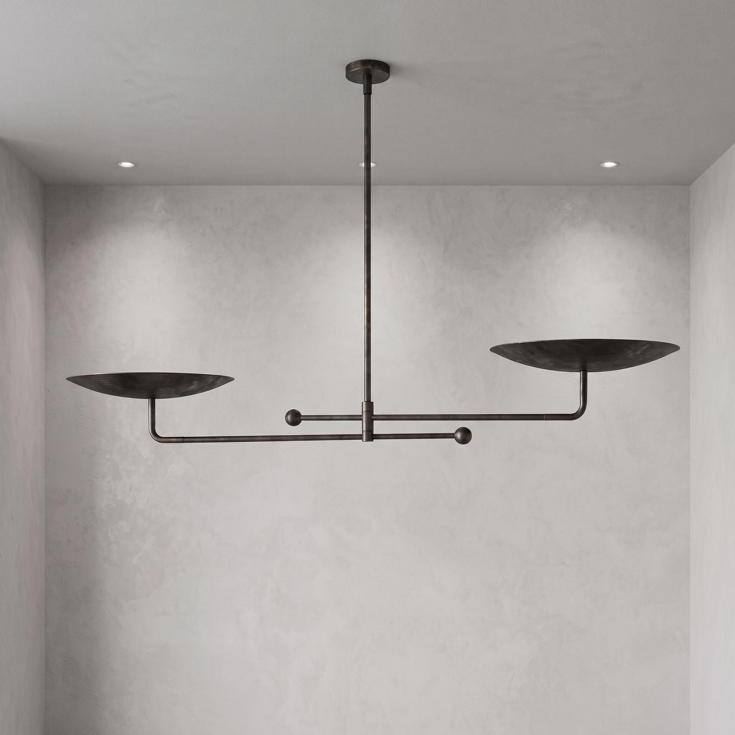 Modern Brass Swing Arm Chandelier, Adjustable 2 Light Brass Pendant, Minimalist Linear Ceiling Light, Dining Room Island Fixture