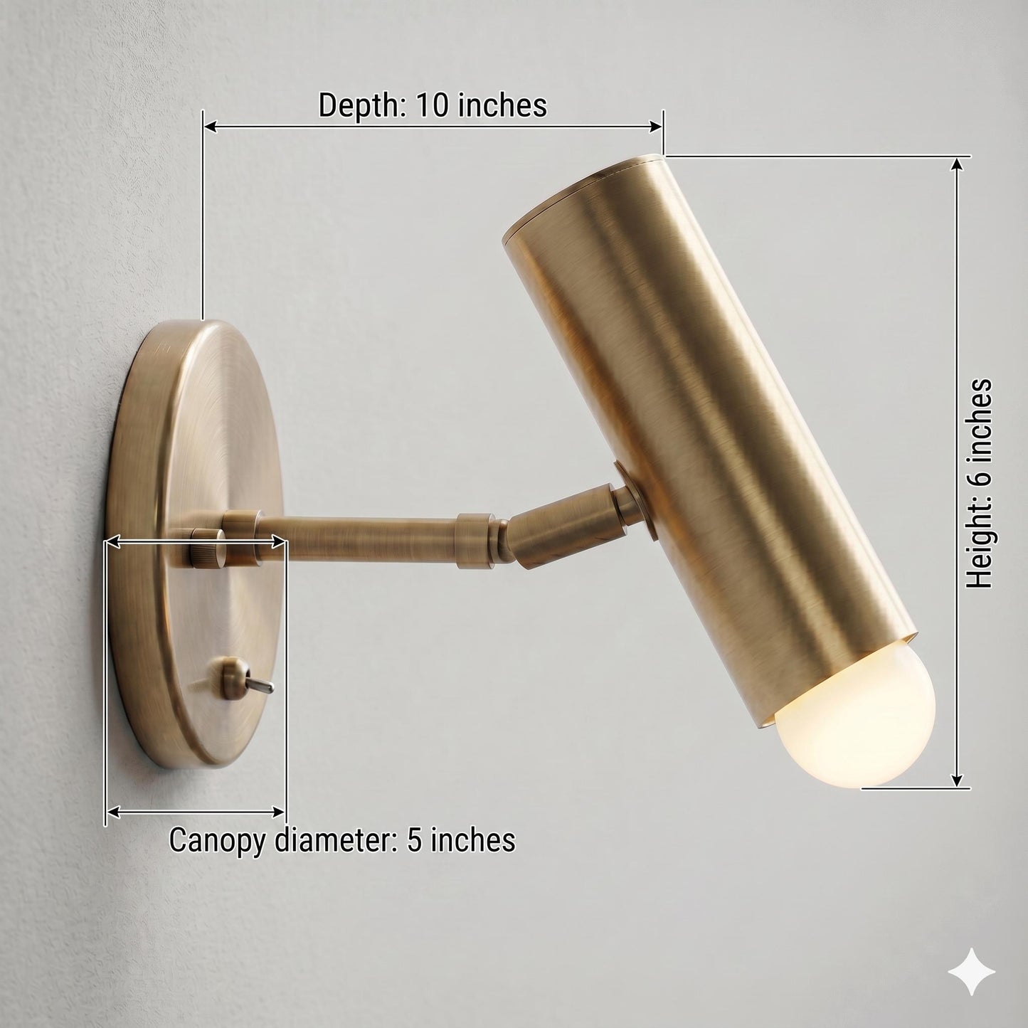 Adjustable Brass Wall Sconce, Modern Brass Spotlight, Bedside Reading Light, Swing Arm Wall Lamp, Directional Wall Light