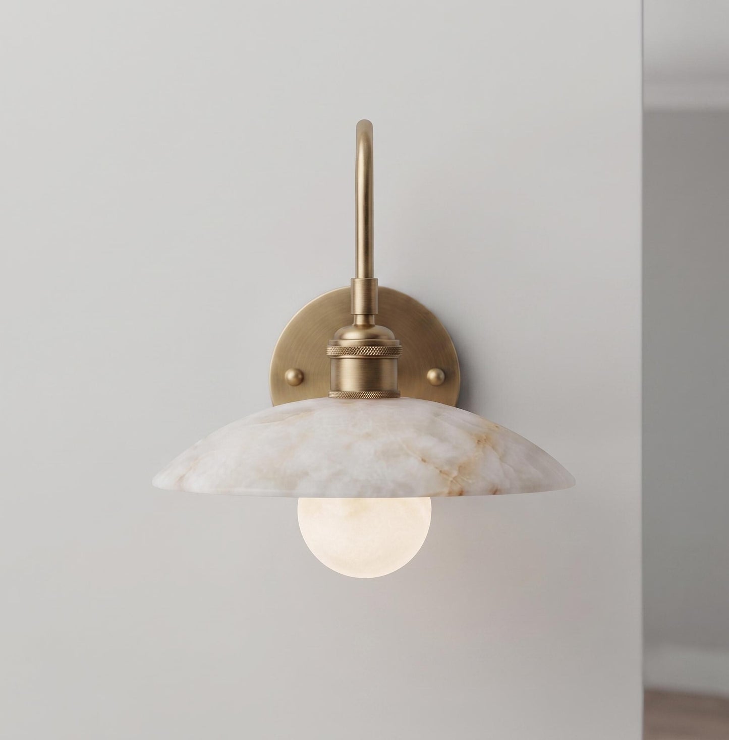 Alabaster Wall Sconce, Brass Wall Lamp, Modern Bathroom Vanity Light, Mid Century Wall Light, Luxury Bedroom Hallway Sconce
