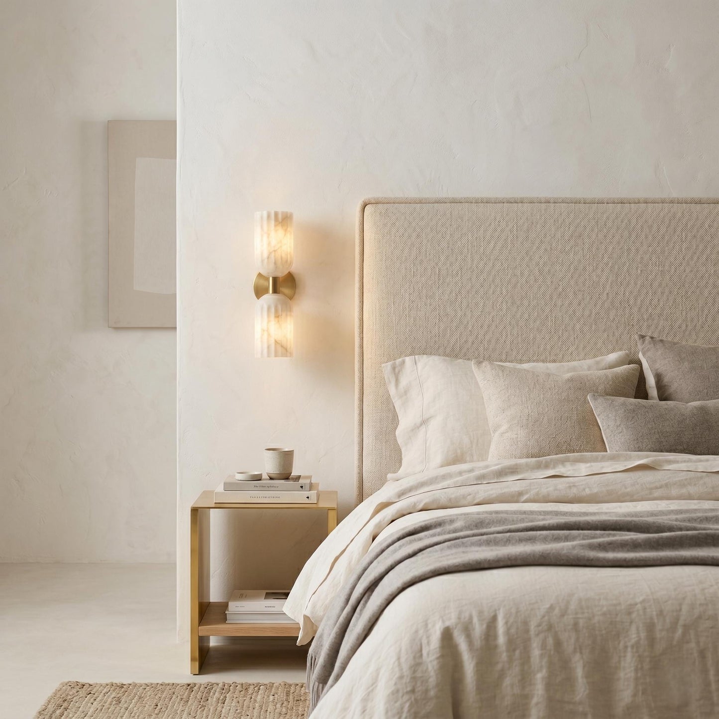 Fluted Alabaster Wall Sconce, Brass Double Light Wall Lamp, Modern Bathroom Vanity Light, Luxury Natural Stone Lighting Fixture