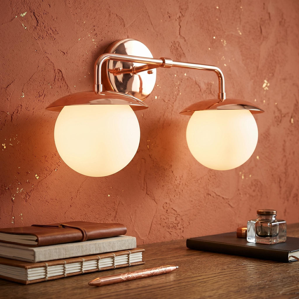 Brass Double Globe Wall Sconce