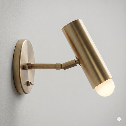 Adjustable Brass Wall Sconce, Modern Brass Spotlight, Bedside Reading Light, Swing Arm Wall Lamp, Directional Wall Light