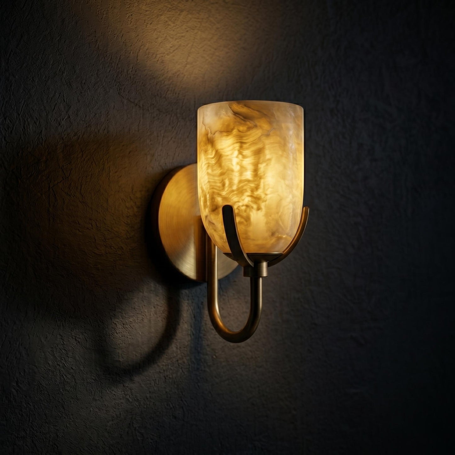 Alabaster Wall Sconce, Brass Wall Lamp, Modern Wall Light, Natural Stone Sconce, Bathroom Vanity Light, Luxury Bedroom Lighting Fixture