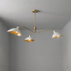 Mid Century Modern Brass 3-Arm Chandelier