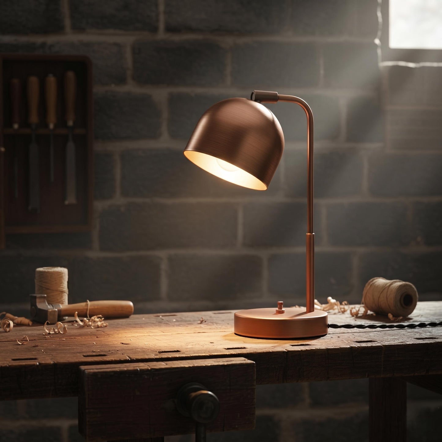 Brass Dome Desk Lamp – Adjustable Reading Light, Minimalist Bedside Lamp