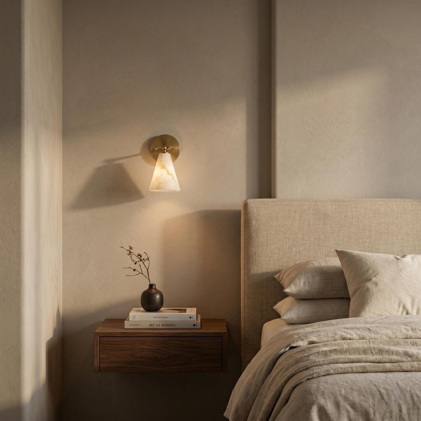Modern Alabaster Wall Sconce, Brass Wall Light, Luxury Marble Wall Lamp, Bedroom Bedside Sconce, Bathroom Vanity Light, Handmade Lighting