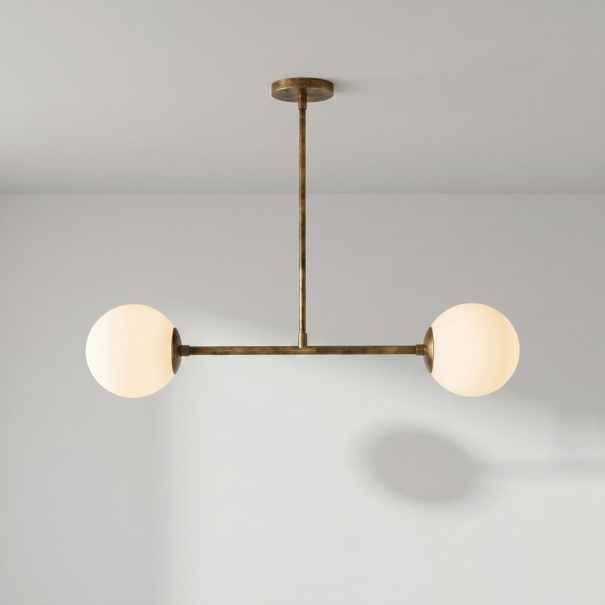 Modern Brass Double Globe Ceiling Light