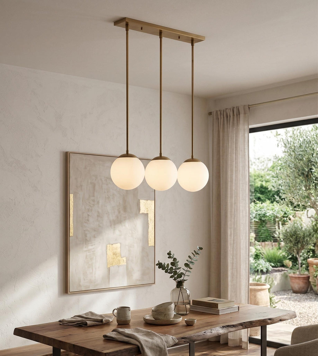3 Globe Brass Pendant Light