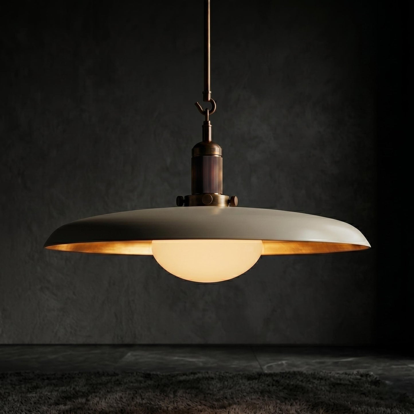 Antique Brass Pendant Light | Mid Century Drop Lamp | Brass Kitchen Island Hanging Light | Modern Dome Ceiling Pendant | Custom Drop Height