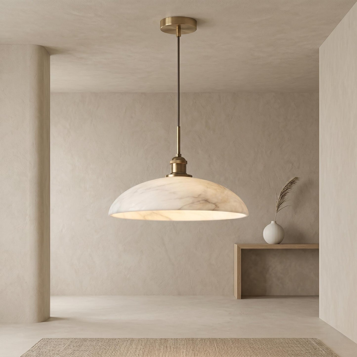 Alabaster Pendant Light, Large Stone Ceiling Lamp, Brass Hanging Light, Modern Marble Pendant, Kitchen Island Lighting, Luxury Ceiling Light