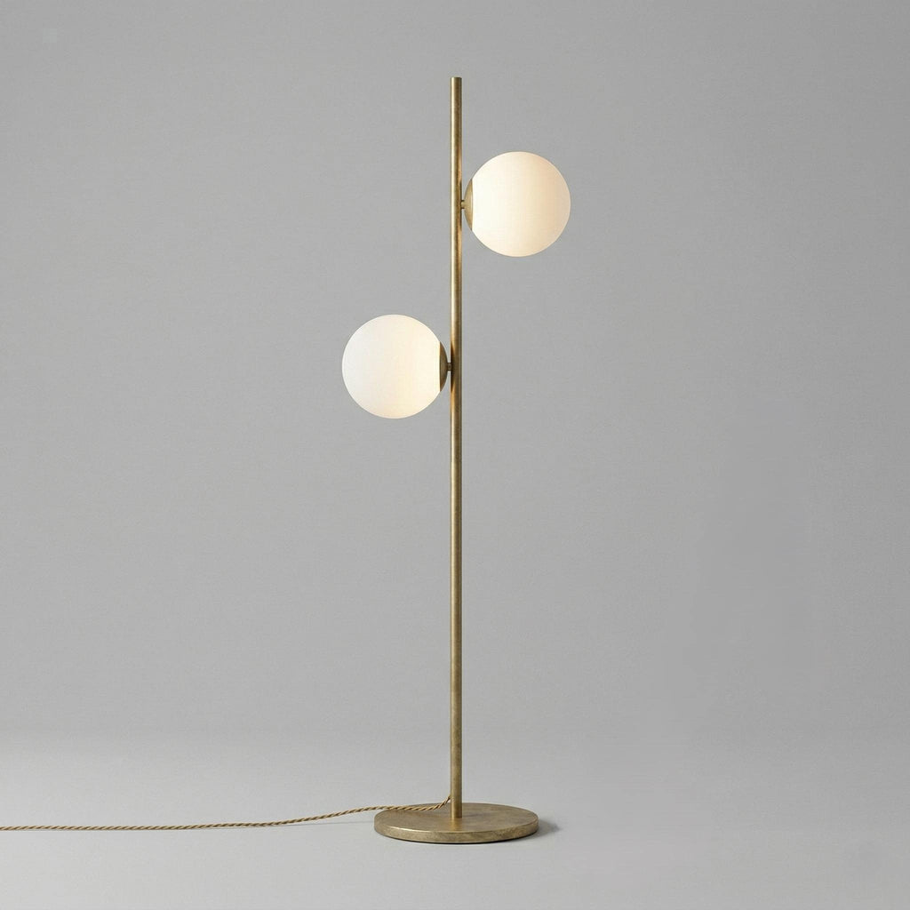 Modern Brass Double Globe Floor Lamp