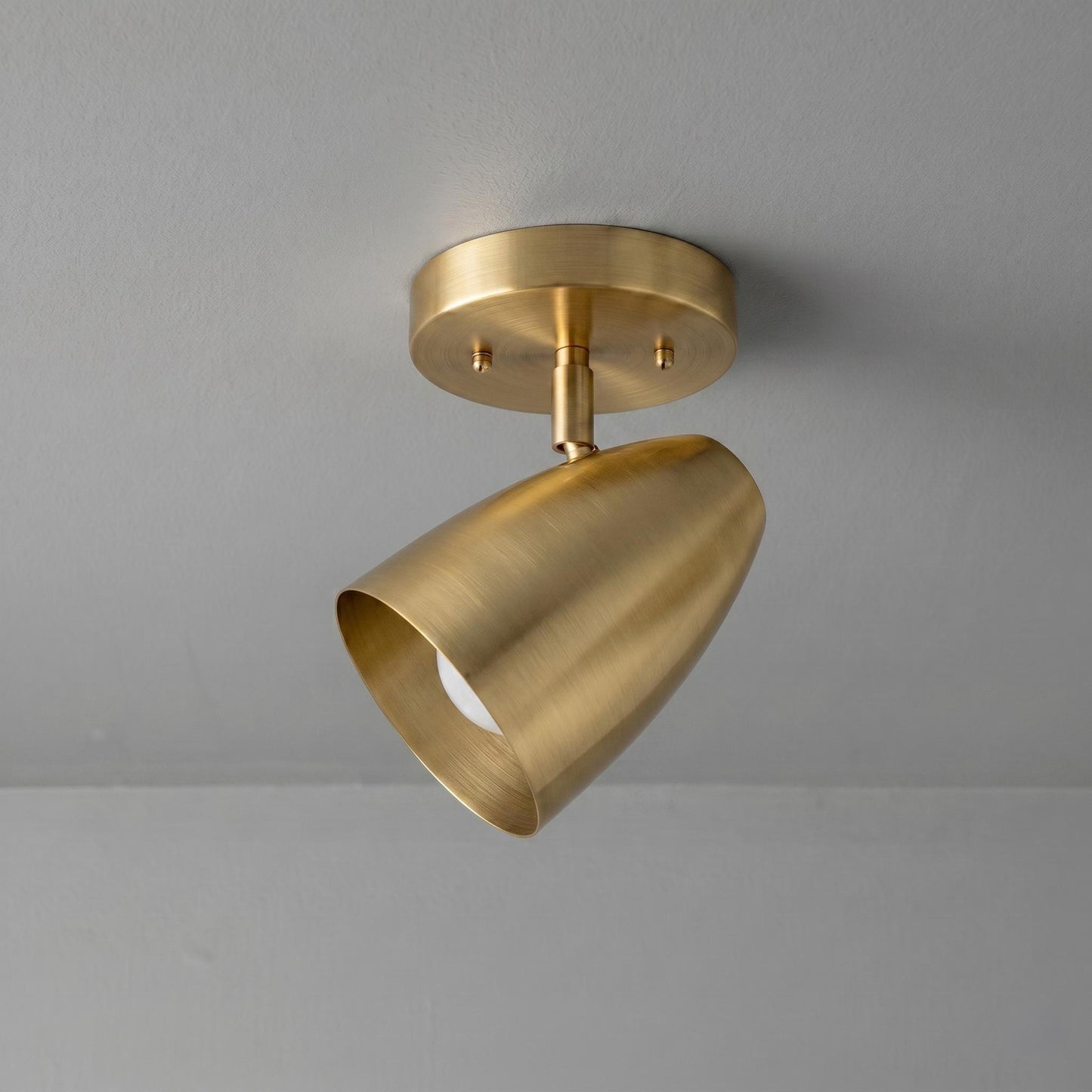 Modern Brass Spotlight Ceiling Light – Adjustable Flush Mount Fixture – Minimalist Gold Lamp