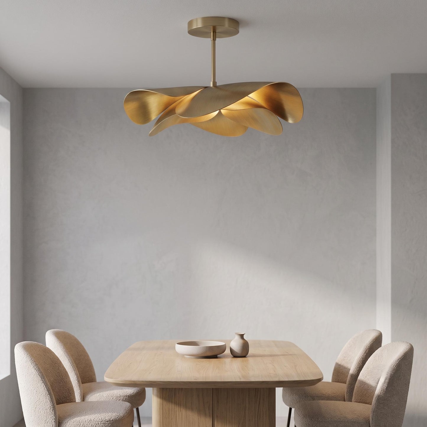 Modern Sculptural Brass Pendant Light, Artistic Brass Chandelier, Organic Leaf Ceiling Light, Designer Dining Room Pendant