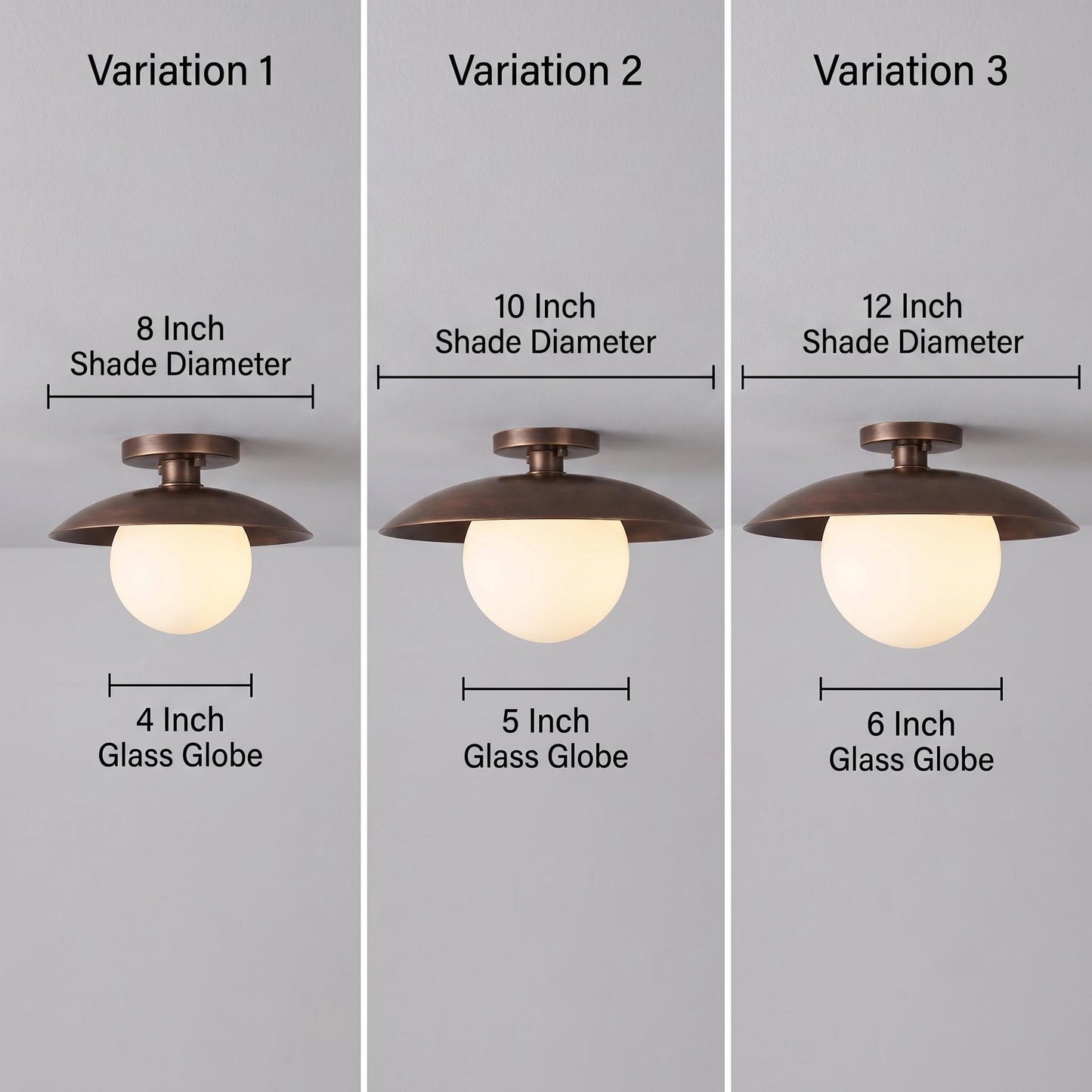 Modern Brass Flush Mount Ceiling Light, Opal Glass Globe Light, Mid Century Ceiling Fixture, Minimalist Brass Hallway Light