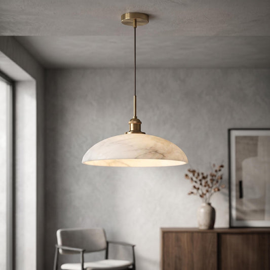 Alabaster Pendant Light, Large Stone Ceiling Lamp, Brass Hanging Light, Modern Marble Pendant, Kitchen Island Lighting, Luxury Ceiling Light