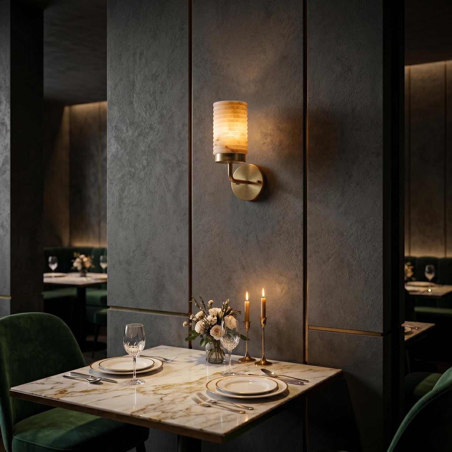 Luxury Alabaster Wall Sconce, Brass Wall Light, Luxury Bathroom Vanity Light, Modern Stone Sconce, Custom Finish Fixture