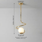 Sculptural Spiral Brass Pendant Light