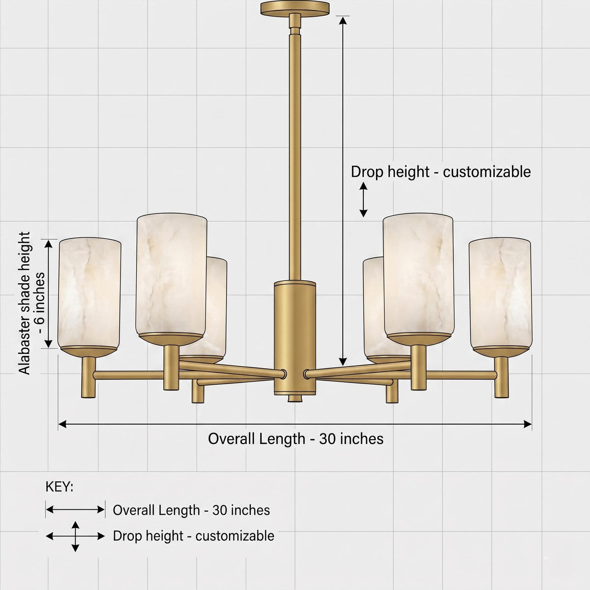 6 Light Alabaster Chandelier