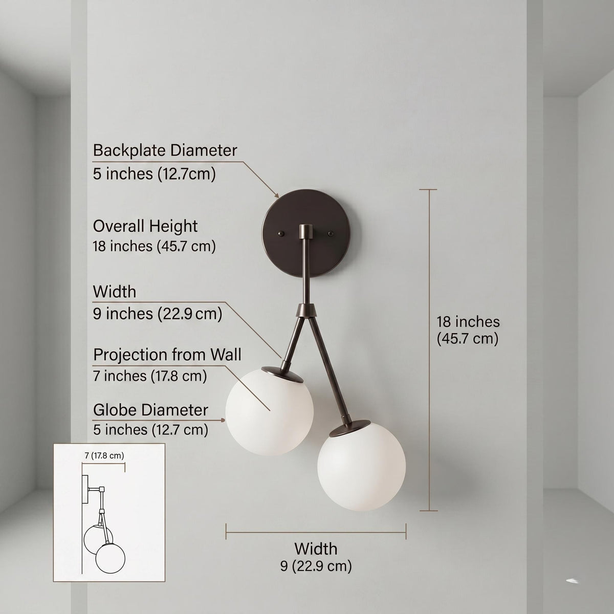 Brass Double Globe Sconce