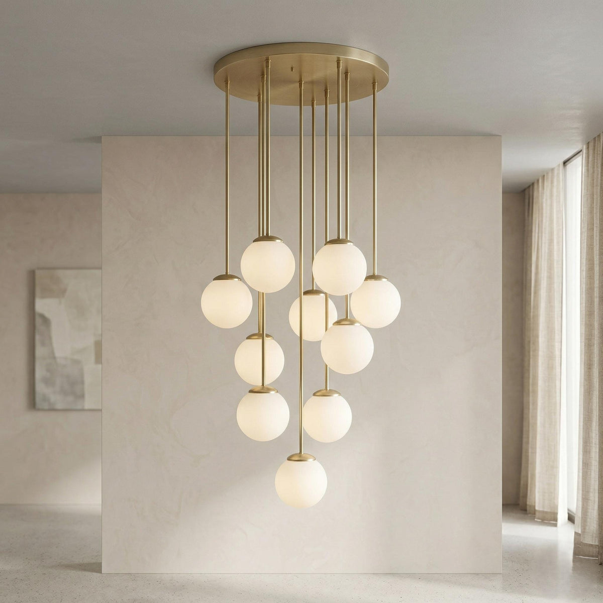 Large Brass Cluster Chandelier