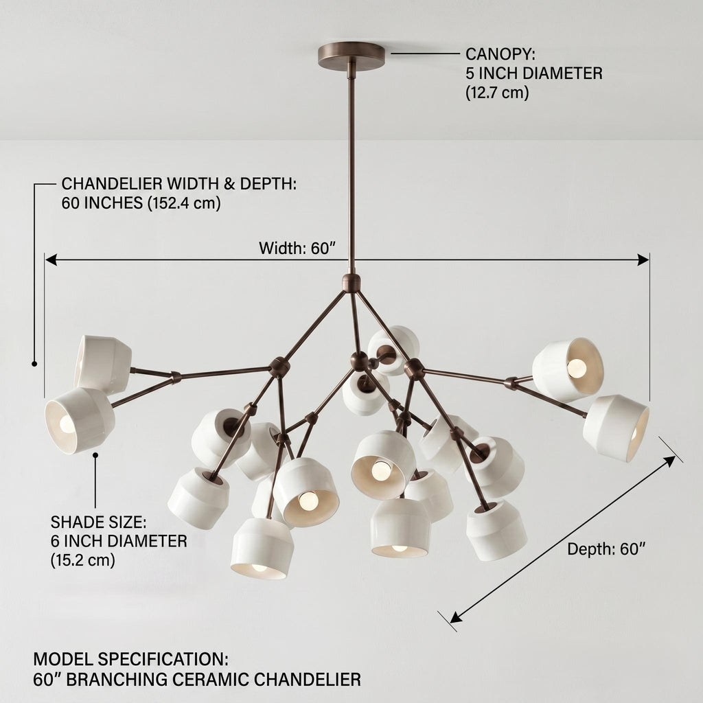 Architectural Large Branching Chandelier