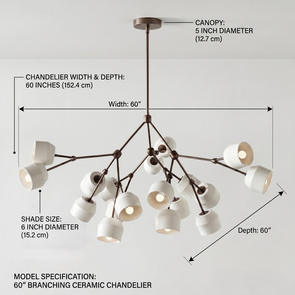 Architectural Large Branching Chandelier