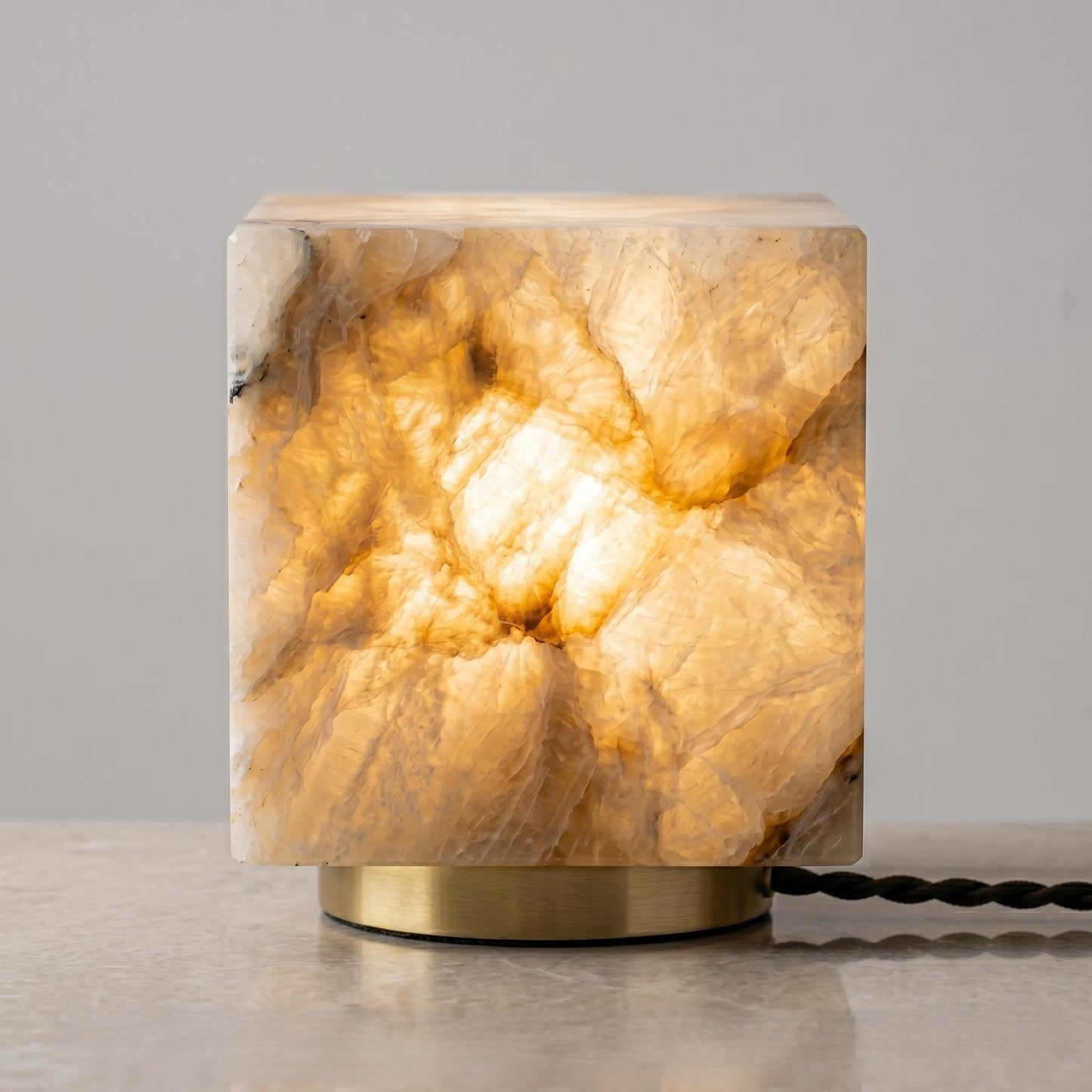 Alabaster Cube Lamp, Stone Table Lamp, Modern Marble Lamp, Luxury Bedside Lamp, Natural Alabaster Accent Light, Minimal Desk Lamp