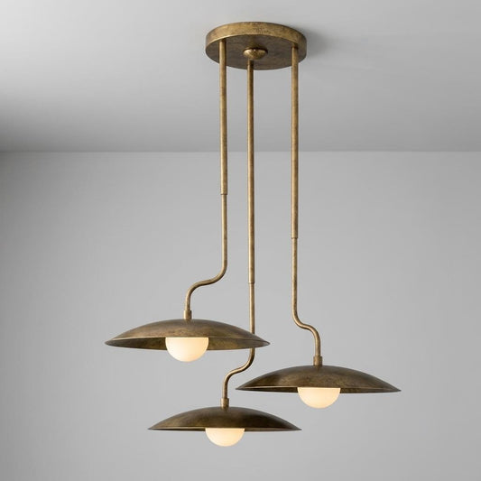 Modern Brass 3 Light Chandelier, Cluster Pendant Light, Mid Century Ceiling Light, Handmade Brass Lighting for Dining Room Kitchen