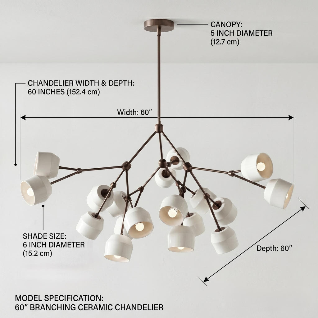 Architectural Large Branching Chandelier