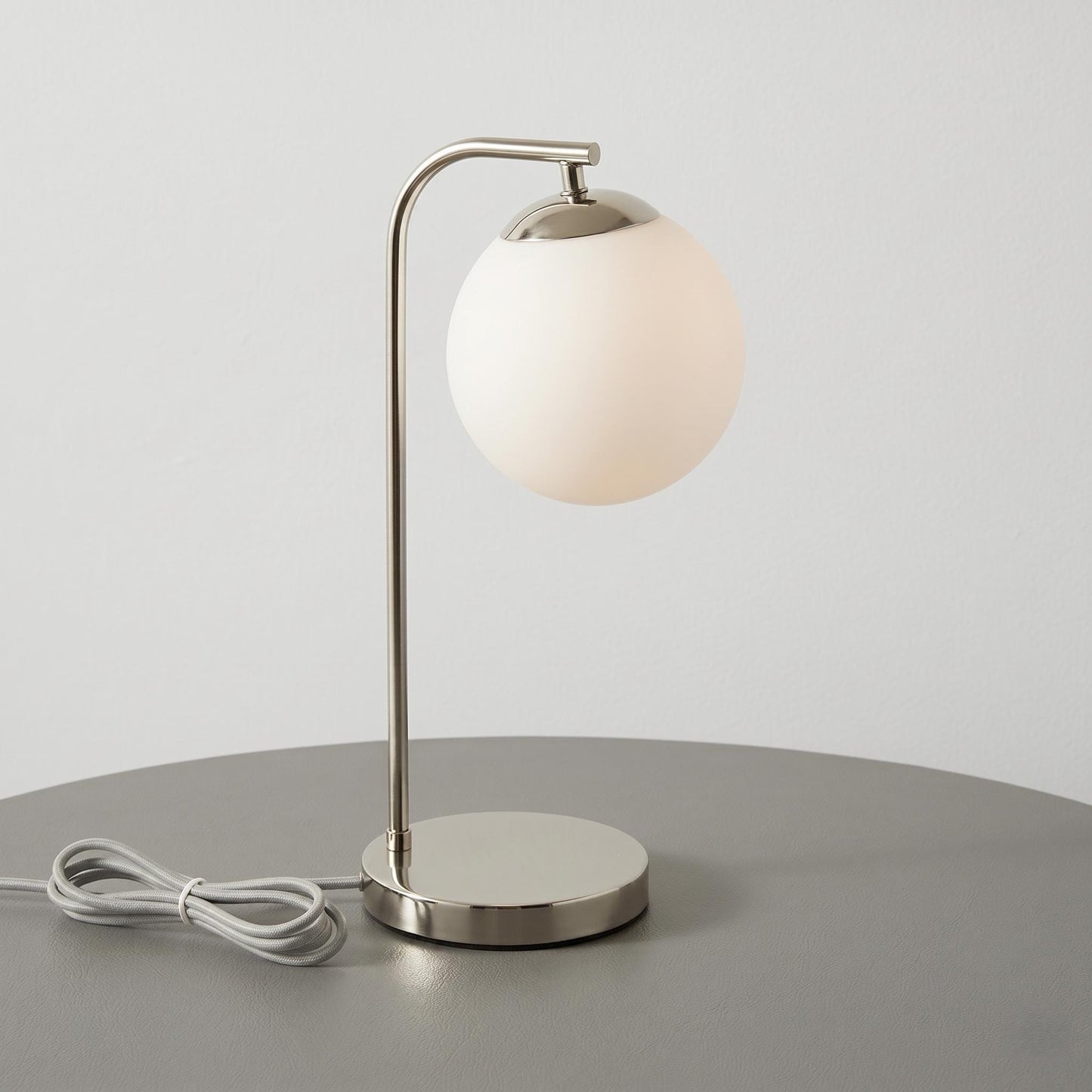 Modern Brass Globe Table Lamp – Frosted Glass Ball, Mid Century Desk Light