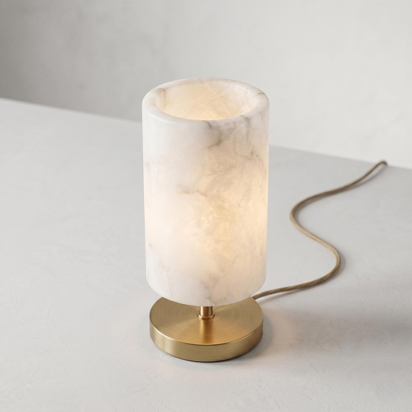 Natural Alabaster Table Lamp, Brass Bedside Lamp, Luxury Stone Desk Light, Modern Nightstand Lighting, Custom Finish