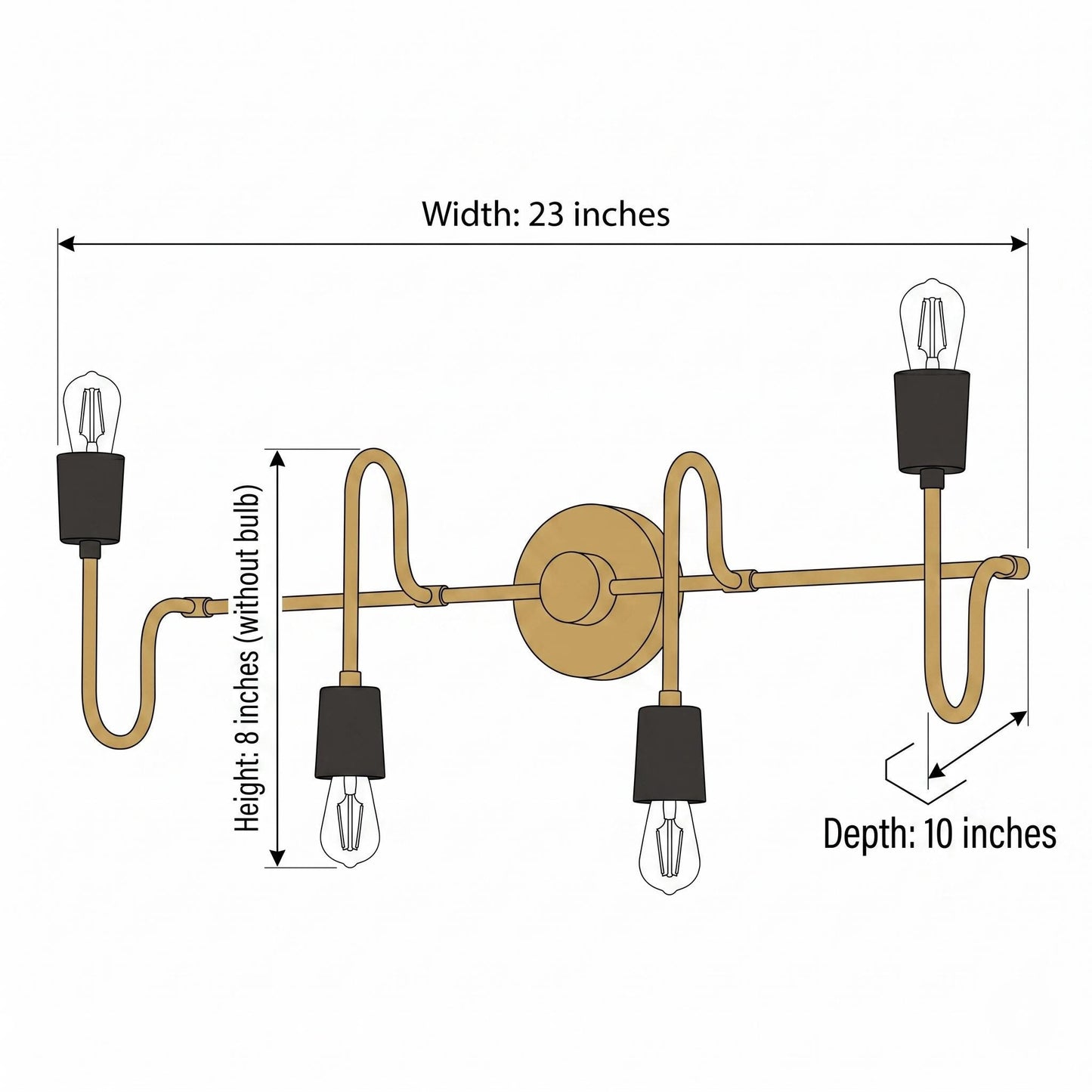 Modern Brass 4-Light Linear Wall Sconce – Industrial Mid-Century Vanity Light