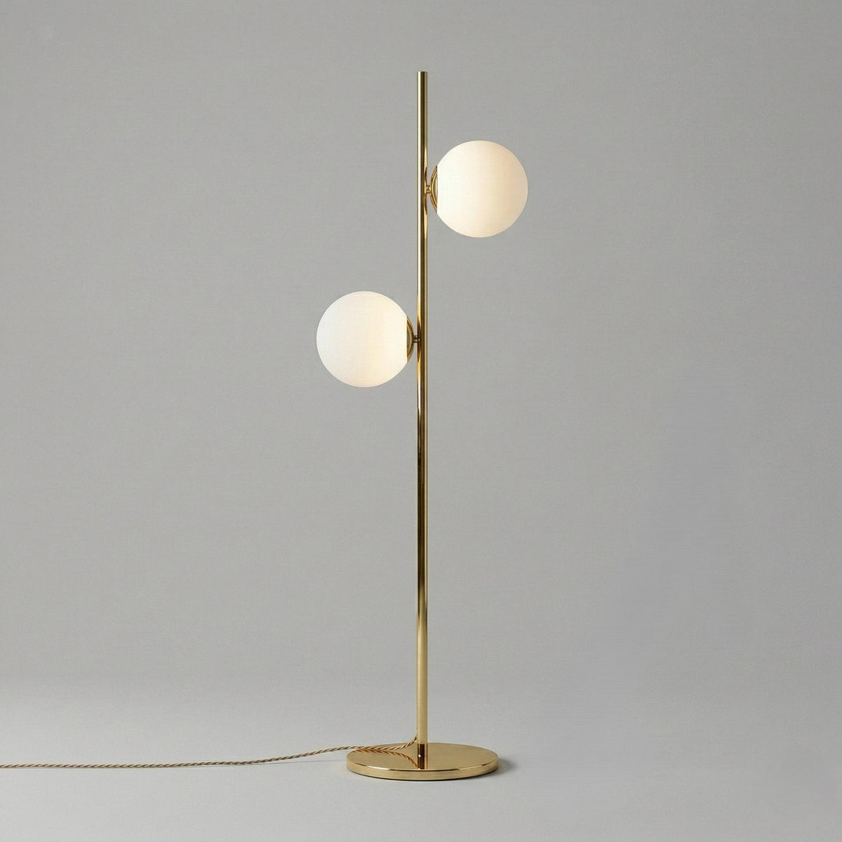 Modern Brass Double Globe Floor Lamp