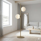 Modern Brass Double Globe Floor Lamp