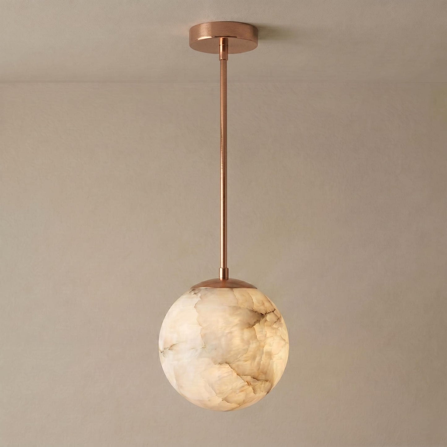 Alabaster Globe Pendant Light, Brass Hanging Lamp, Luxury Kitchen Island Lighting, Modern Stone Pendant, Custom Finish