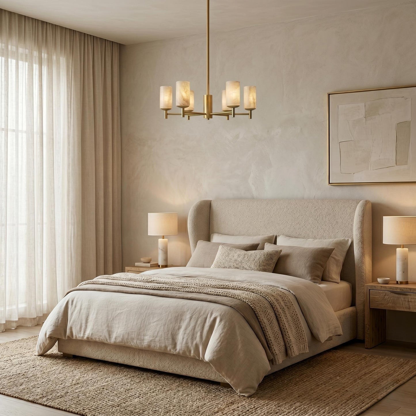 6 Light Alabaster Chandelier, Brass Ceiling Light, Modern Dining Room Chandelier, Luxury Alabaster Lighting, Custom Finish