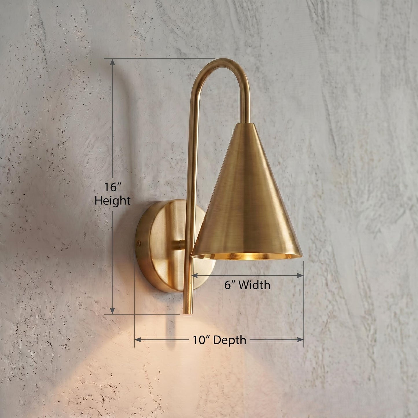 Modern Brass Cone Wall Sconce – Minimalist Mid Century Wall Light Fixture