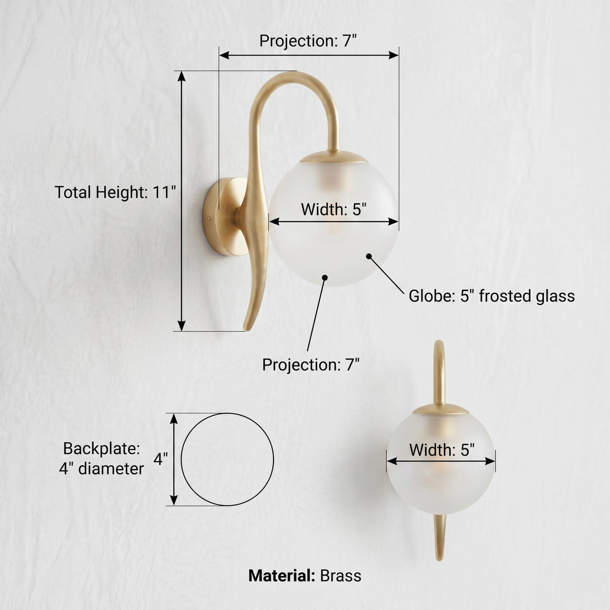 Brass Globe Wall Sconce