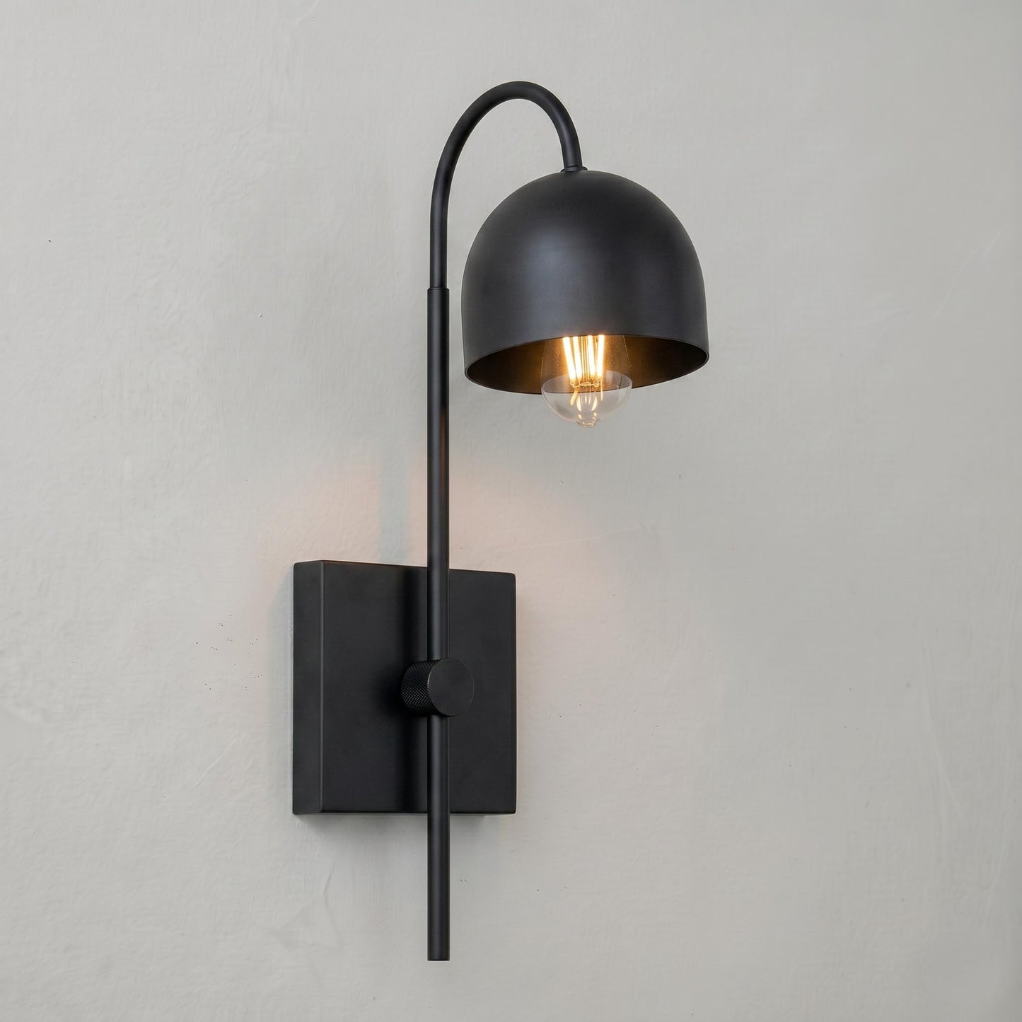 Modern Brass Wall Sconce, Minimal Dome Shade Wall Lamp, Brushed Brass Bedside Light, Mid Century Wall Light, Plug In / Hardwired Sconce
