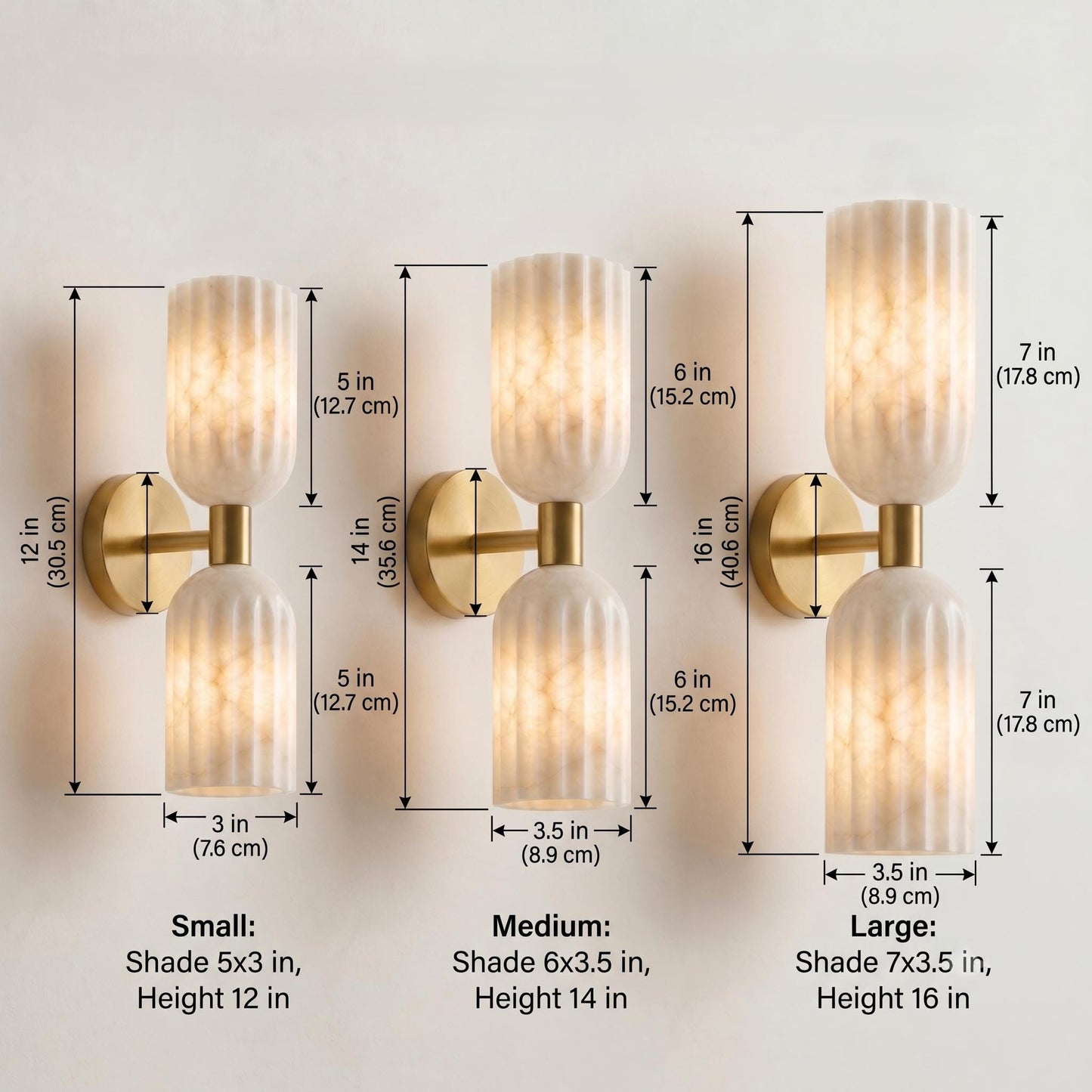 Fluted Alabaster Wall Sconce, Brass Double Light Wall Lamp, Modern Bathroom Vanity Light, Luxury Natural Stone Lighting Fixture