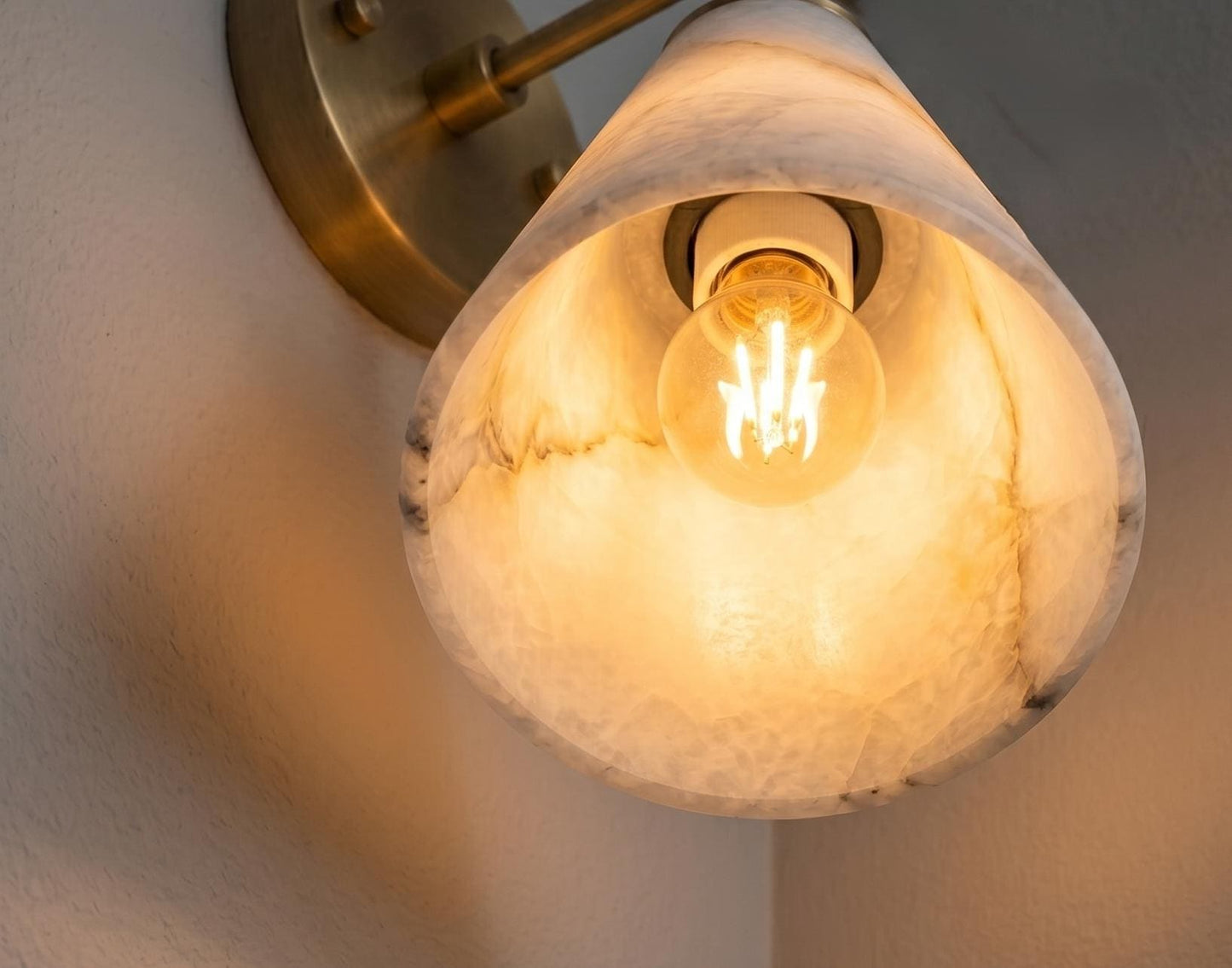Modern Alabaster Wall Sconce, Brass Wall Light, Luxury Marble Wall Lamp, Bedroom Bedside Sconce, Bathroom Vanity Light, Handmade Lighting