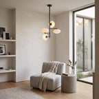 Modern Brass Opal Glass Chandelier