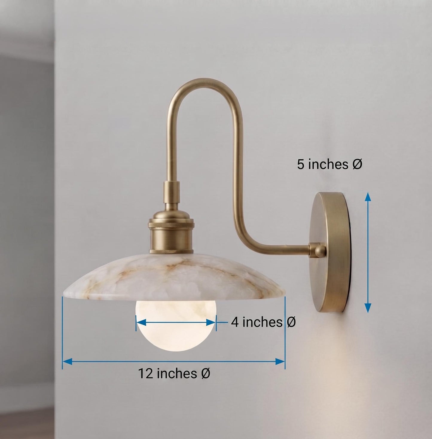 Alabaster Wall Sconce, Brass Wall Lamp, Modern Bathroom Vanity Light, Mid Century Wall Light, Luxury Bedroom Hallway Sconce