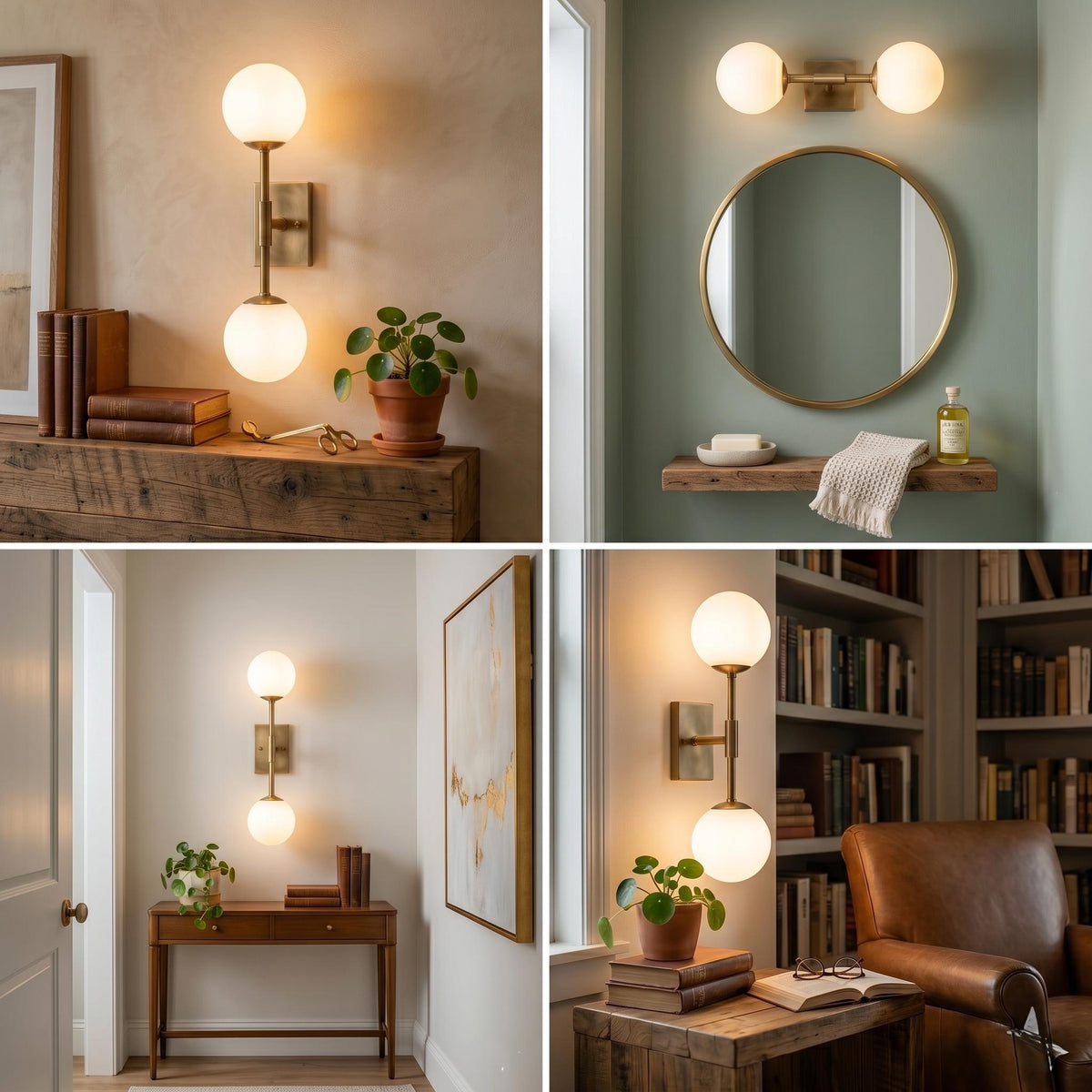 Minimal Brass Double Globe Sconce