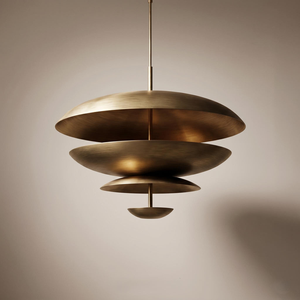 Modern Brass Tiered Chandelier
