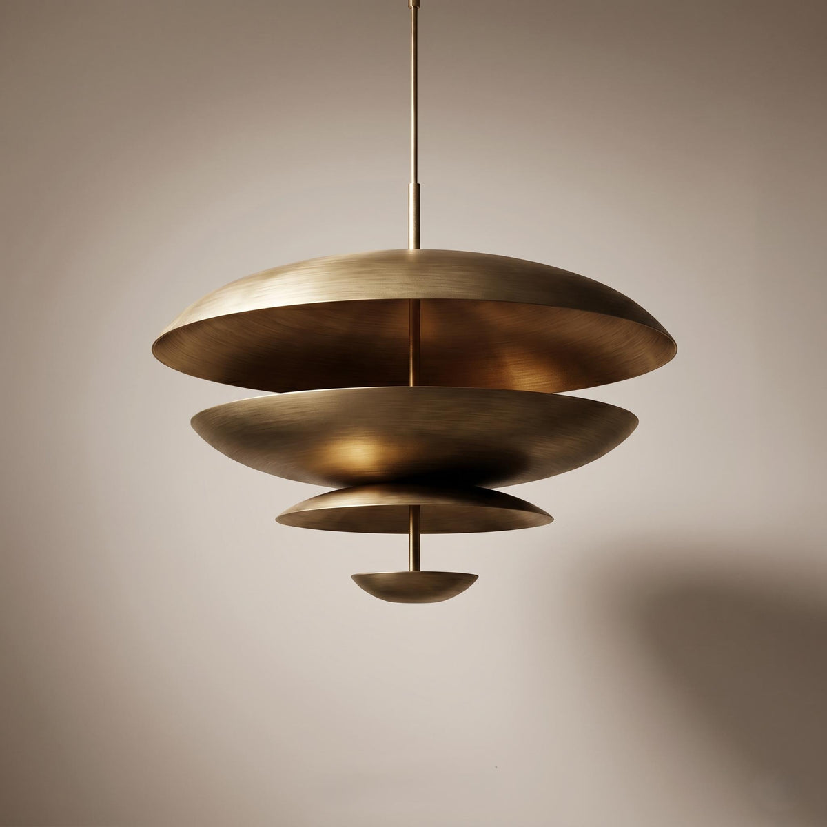 Modern Brass Tiered Chandelier