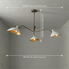 Mid Century Modern Brass 3-Arm Chandelier