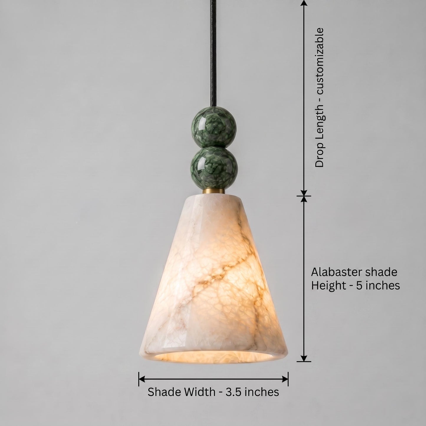 Natural Alabaster Pendant Light, Brass Hanging Lamp, Stone Beaded Pendant, Luxury Kitchen Island Lighting, Custom Fixture